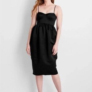 Chic Black Midi Dress with Spaghetti Straps
